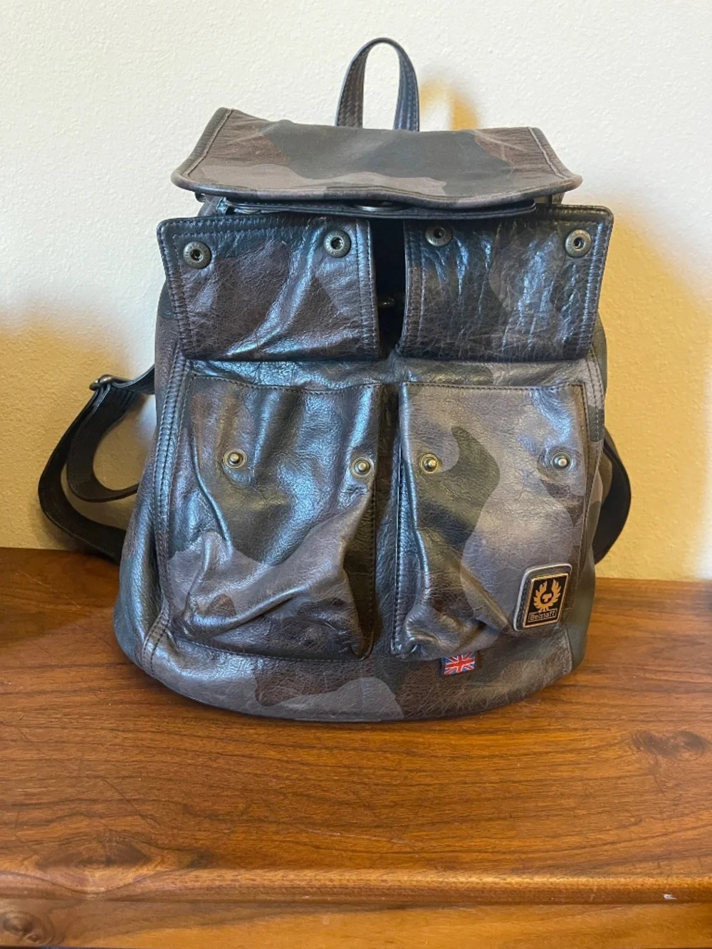 Belstaff Roadmaster Camouflage Leather Backpack New! Retail $428